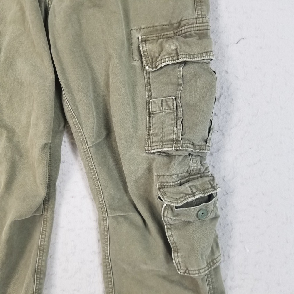Abercrombie & Fitch Cargo Pants Mens 32 Olive Green Loose Multi-Pocket Cotton - Picture 4 of 10